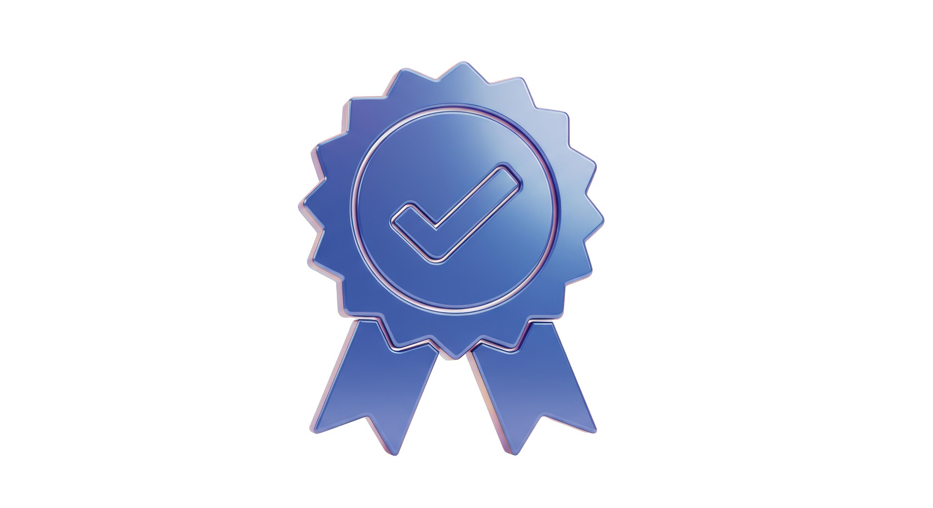 Isolated Glossy Blue Badge with Check Mark of Approval